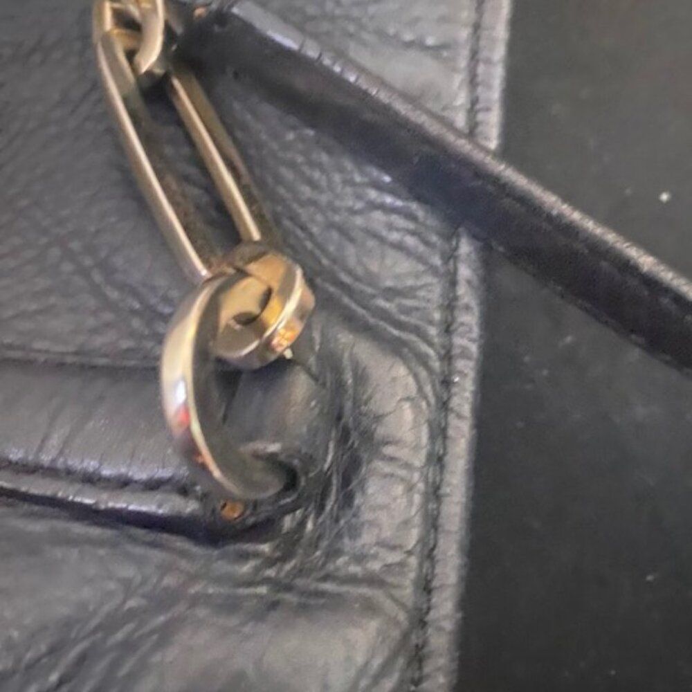 Coach Black Leather Tote with Gold Chain Accents - Picture 14 of 16